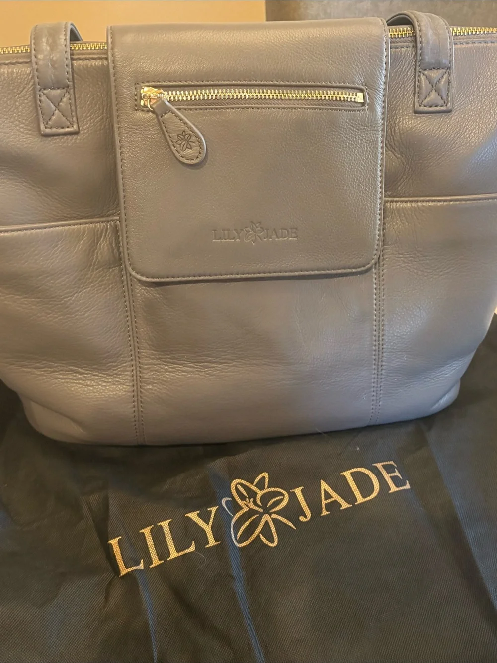 Lily Jade Gray Leather Madeline Convertible Diaper Bag Purse Backpack Crossbody
